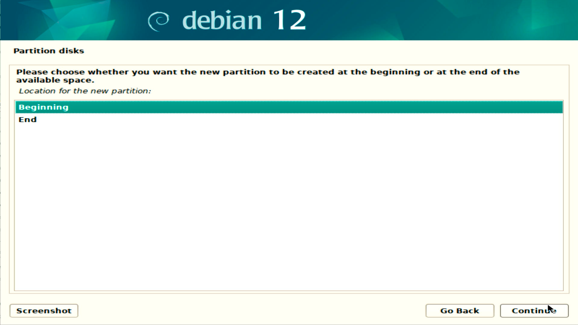 Debian 12 Partition Location