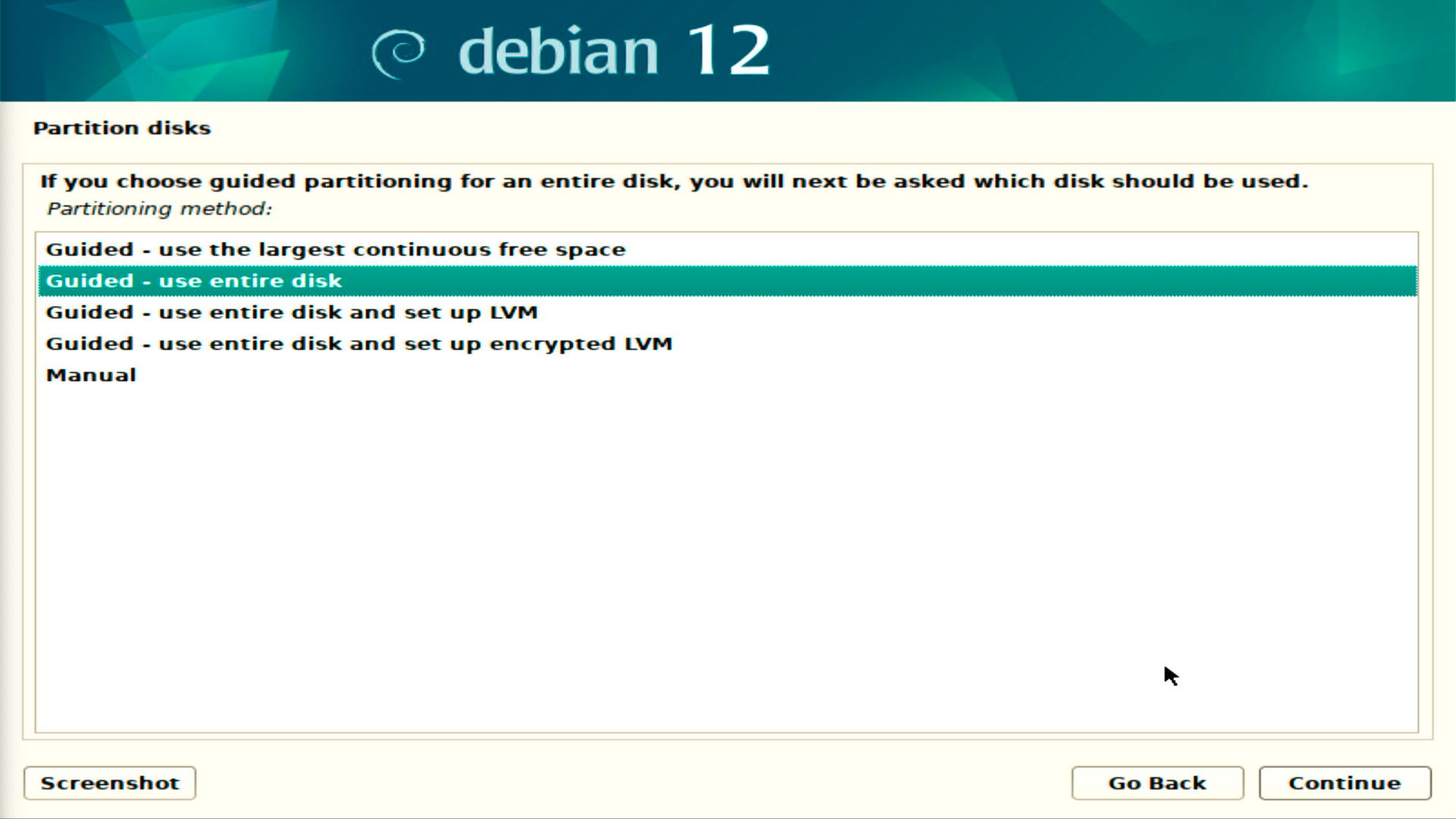 Debian 12 Disk Partitioning