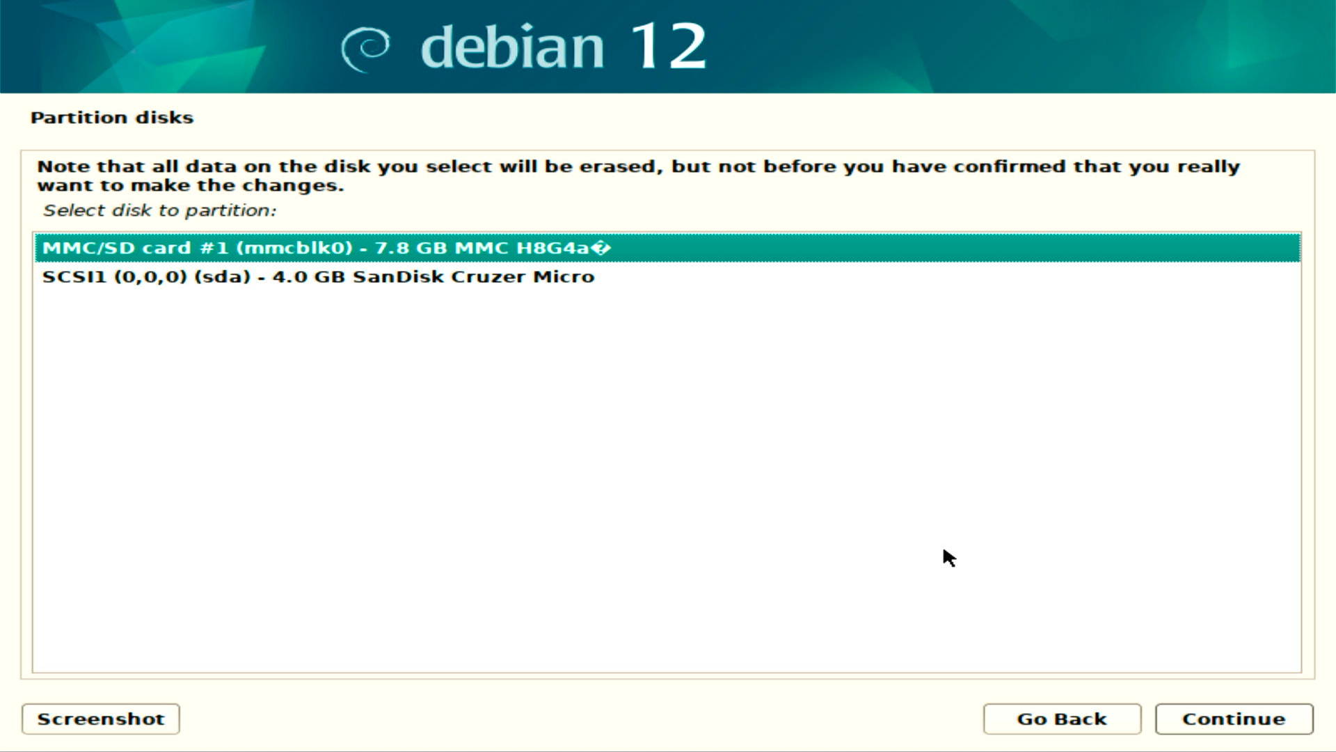 Debian 12 Disk Selection