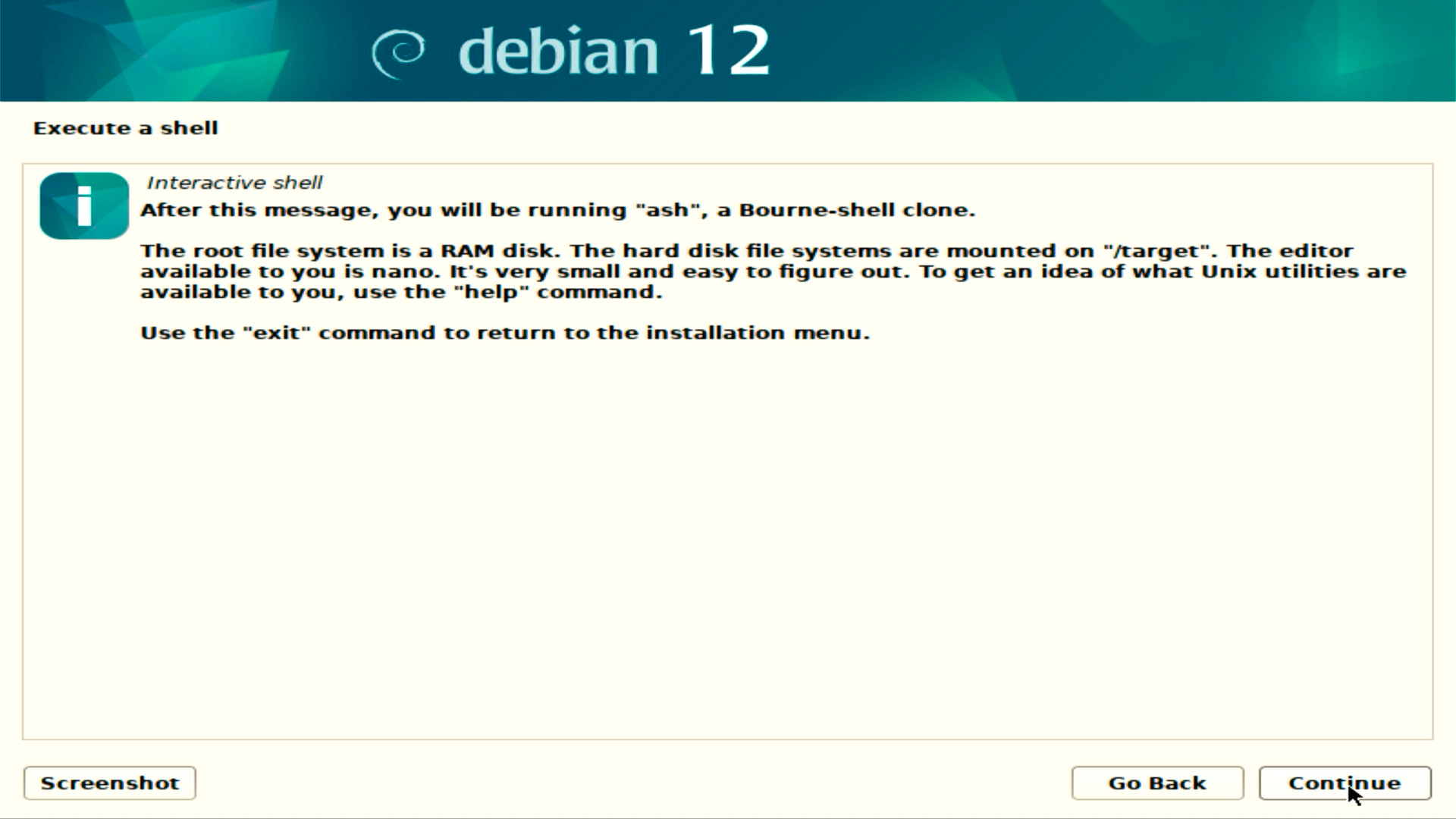 Debian 12 Execute a Shell Warning