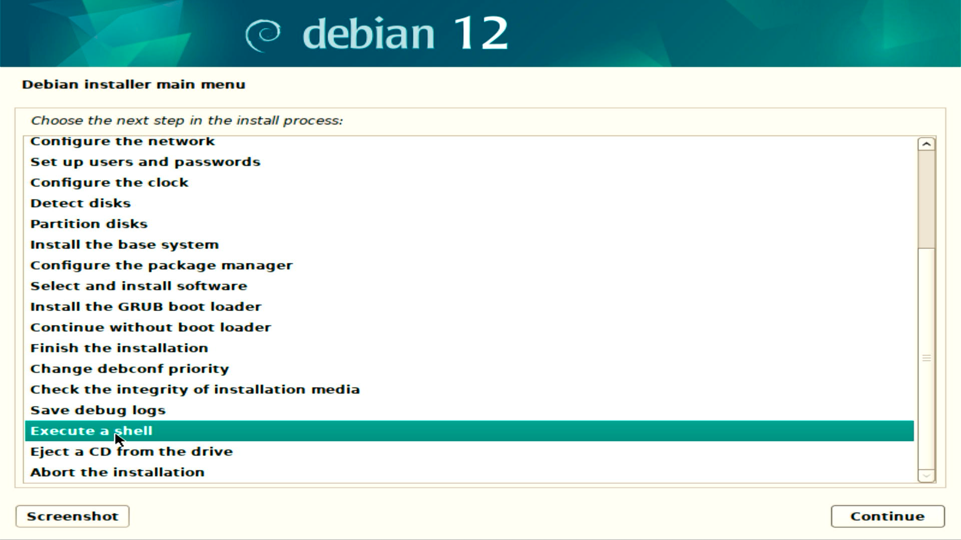 Debian 12 Execute a Shell