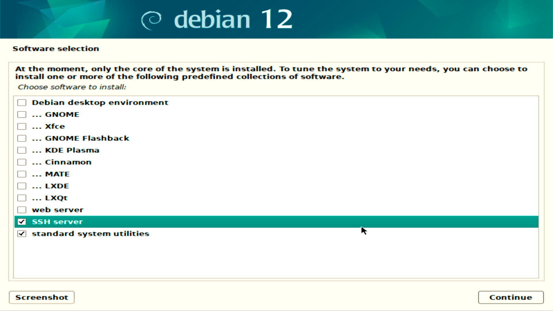 Debian 12 Software Selection