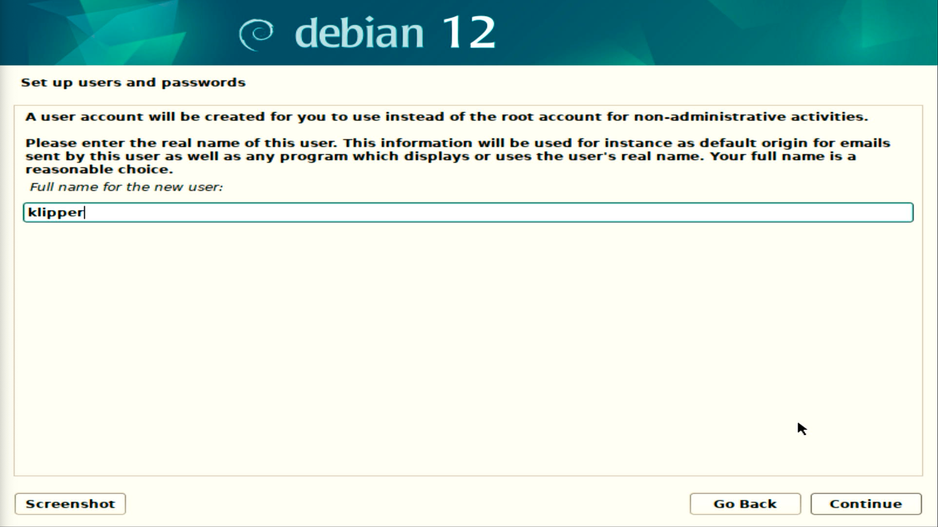 Debian 12 User Account