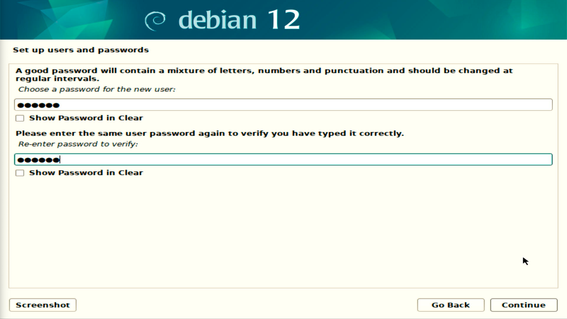 Debian 12 User Password