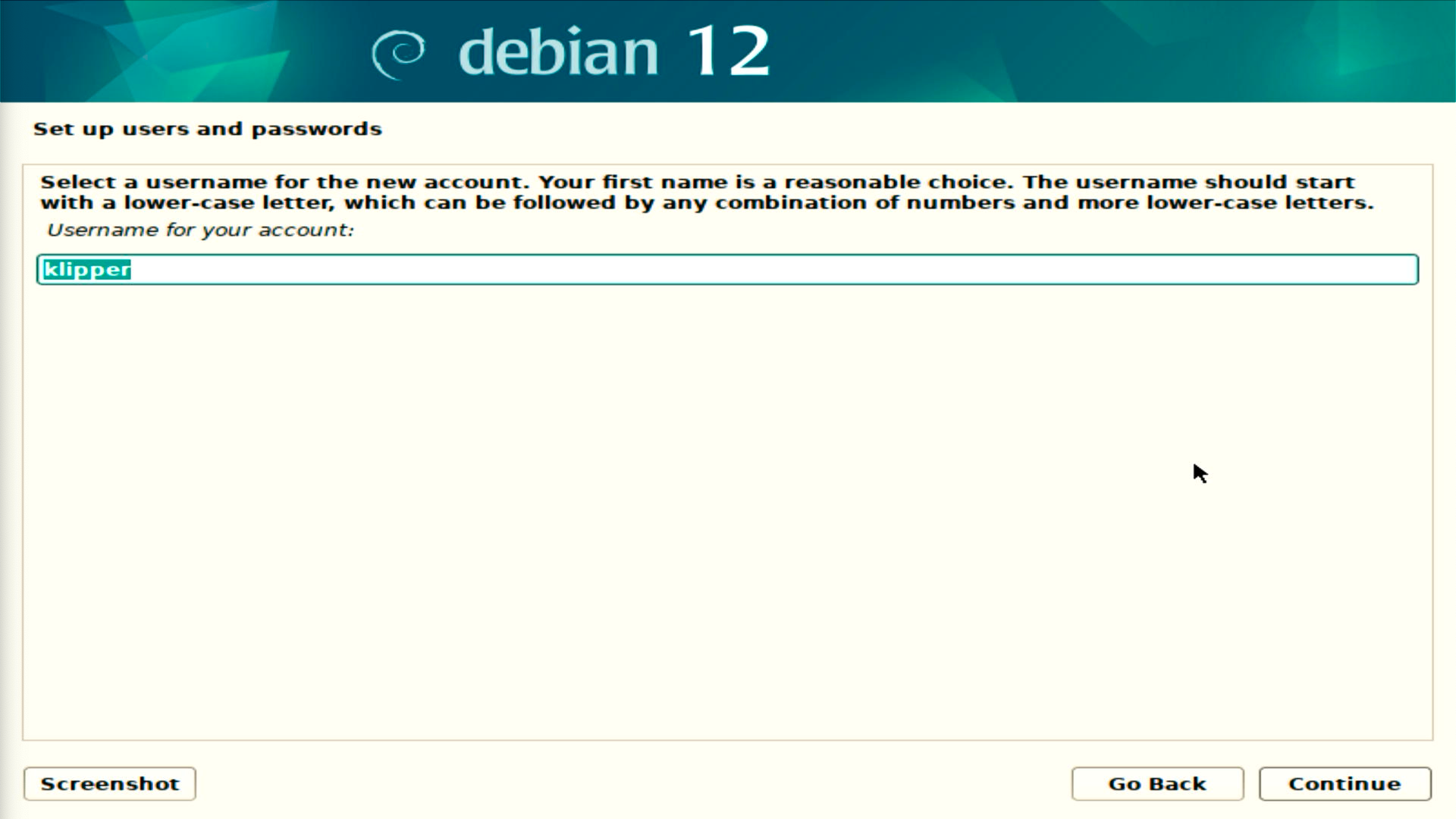 Debian 12 Username